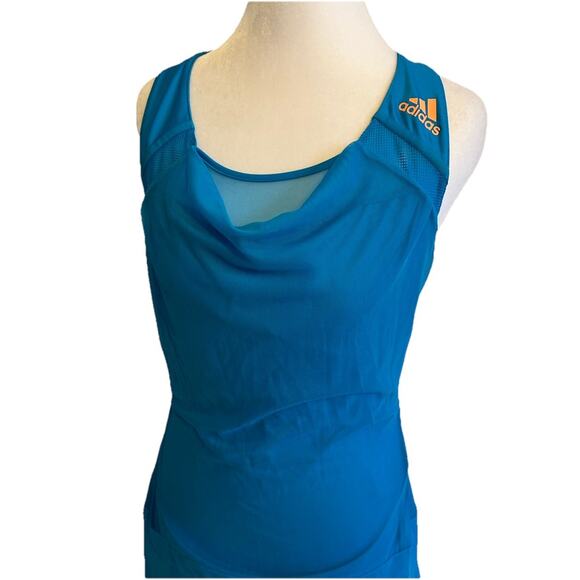 Adidas Mesh Tennis Dress Cowl Neck Sheer Geo Print Ana Ivanovic 2014 Aus Open M - Picture 4 of 12